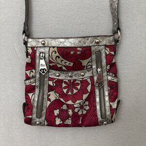 Genna De Rossi Faux Leather Snakeskin Metallic Gray Pink Boho Metal Punk Retro